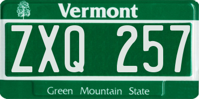 VT license plate ZXQ257