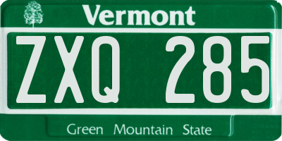 VT license plate ZXQ285