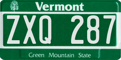 VT license plate ZXQ287