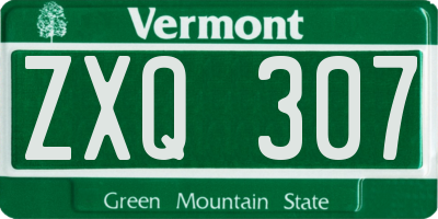 VT license plate ZXQ307