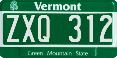 VT license plate ZXQ312