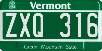 VT license plate ZXQ316