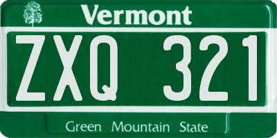 VT license plate ZXQ321