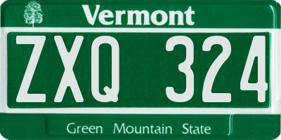 VT license plate ZXQ324