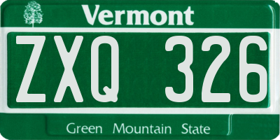 VT license plate ZXQ326
