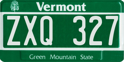 VT license plate ZXQ327