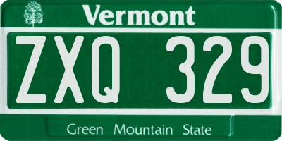 VT license plate ZXQ329