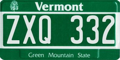 VT license plate ZXQ332