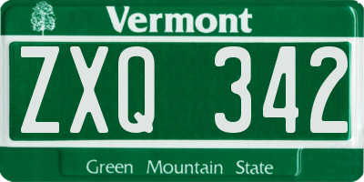 VT license plate ZXQ342