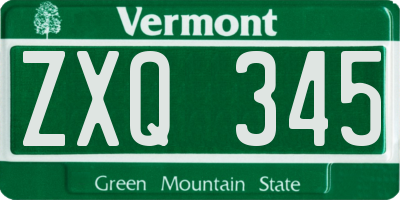 VT license plate ZXQ345