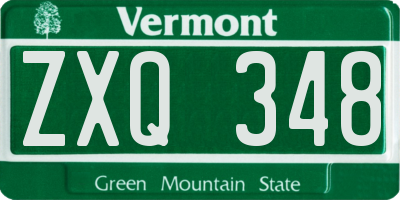VT license plate ZXQ348