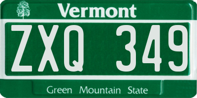 VT license plate ZXQ349