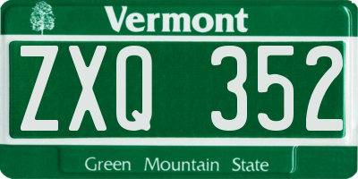 VT license plate ZXQ352