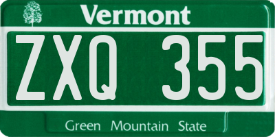 VT license plate ZXQ355