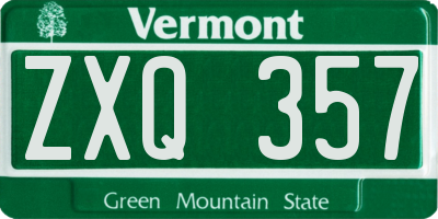 VT license plate ZXQ357