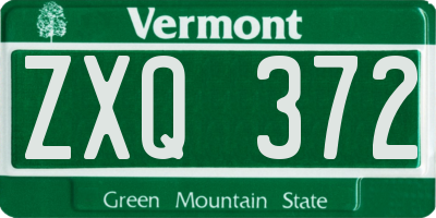 VT license plate ZXQ372