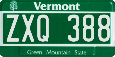 VT license plate ZXQ388
