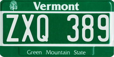VT license plate ZXQ389