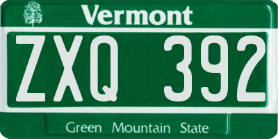 VT license plate ZXQ392