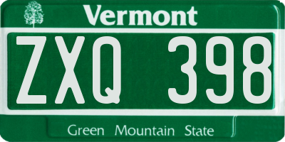 VT license plate ZXQ398