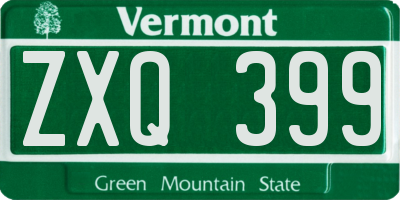 VT license plate ZXQ399