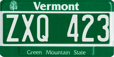 VT license plate ZXQ423