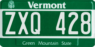 VT license plate ZXQ428