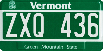 VT license plate ZXQ436