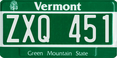 VT license plate ZXQ451