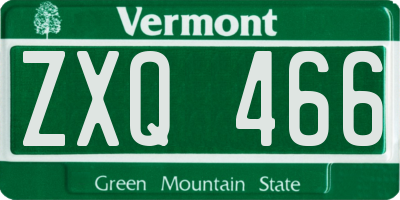 VT license plate ZXQ466