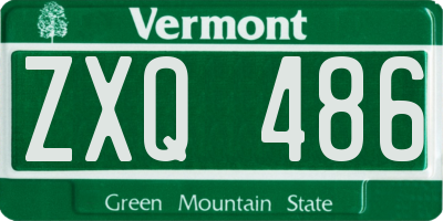 VT license plate ZXQ486
