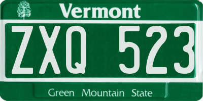 VT license plate ZXQ523