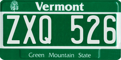 VT license plate ZXQ526