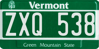 VT license plate ZXQ538