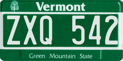 VT license plate ZXQ542