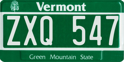 VT license plate ZXQ547