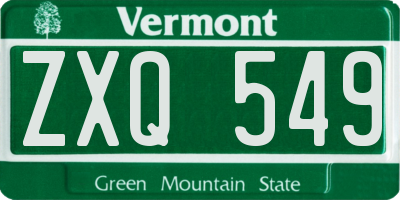 VT license plate ZXQ549