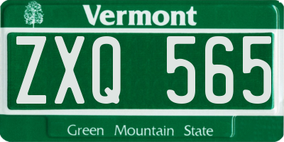 VT license plate ZXQ565