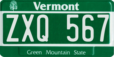 VT license plate ZXQ567