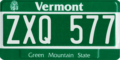 VT license plate ZXQ577