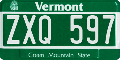 VT license plate ZXQ597