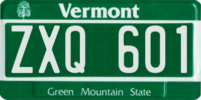 VT license plate ZXQ601