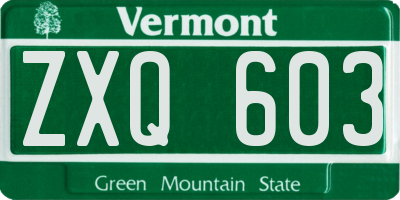 VT license plate ZXQ603