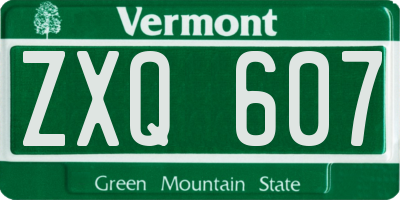 VT license plate ZXQ607