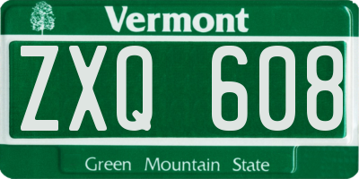 VT license plate ZXQ608