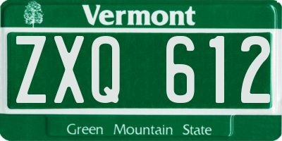 VT license plate ZXQ612