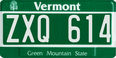 VT license plate ZXQ614