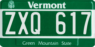 VT license plate ZXQ617