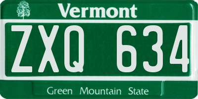 VT license plate ZXQ634