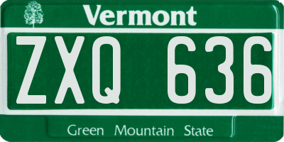 VT license plate ZXQ636